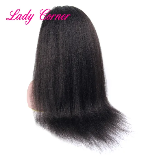 Pre-plucked Natural hairline human hair wig full lace kinky straight wigs