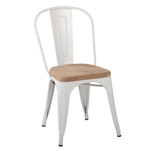 Cafe Restaurant Silla Metal Tolix con asiento de madera