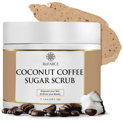 Private Label Natural Exfoliating Coconut Coffee Sugar Body Scrub with Oatmeal Extract