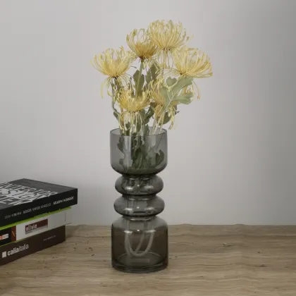 luxury smoky gray glass&crystal vases for home