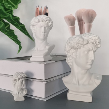 Cute David Sculpture Gypsum Avatar Pen Holder - Creative Desktop Decoration & Nail Tool Storage