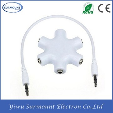 5Way/Hub 3.5mm 1/8 Headphone Jack Splitter with Cable Music Mixer no Volume Loss