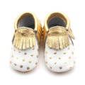Kid Dress Shoes Golden Spot White Baby Moccasin Factory