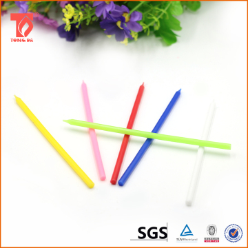 14cm colorful pillar paraffine birthday candle with plastic holders