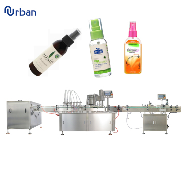 PLC Controlled 10-100ml Plastic Bottle Liquid Spray Filling Packaging Machine