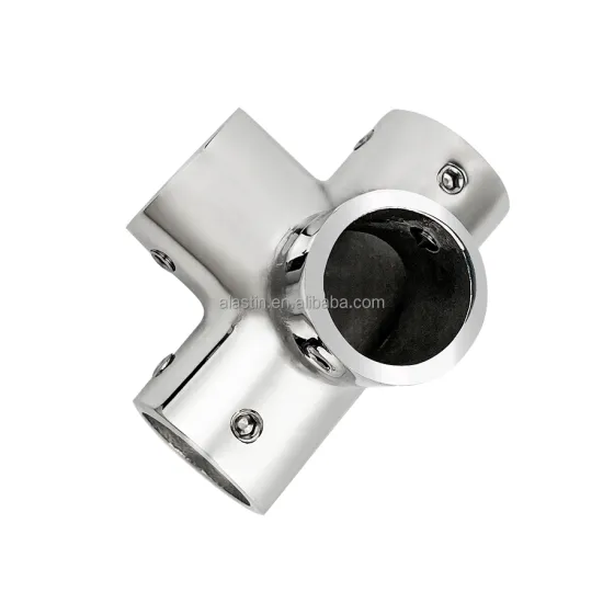 304 Stainless Steel 4-Way Rail Connector for Marine Handrail Pipes - 25mm