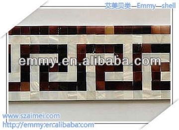 Natural mother of pearl shell mosaic tile wall waist line