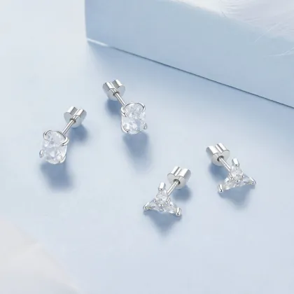 Factory Price S925 Sterling Silver Bright Zircon Earrings - Trend Musical Note Bass Earrings For Women