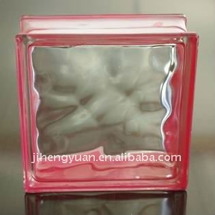 pink side-colored cloudy glass block