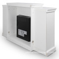Modern Cream White Electric Fireplace Entertainment Center with Detachable Cabinets