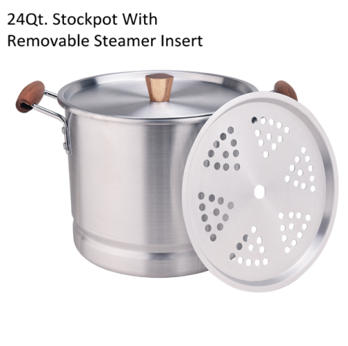 Tamale pot to steam tamales with steamer insert