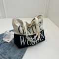 Letter Printed Gentle Woman Canvas Tote Ba