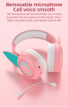 RGB ELF Headphone Wireless 5.0 Gaming Pink Headset dengan 7.1 Surround Sound Bound boild-in mic confastable light and effect