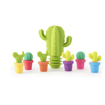 Tapón de botella de silicona con forma de cactus personalizable