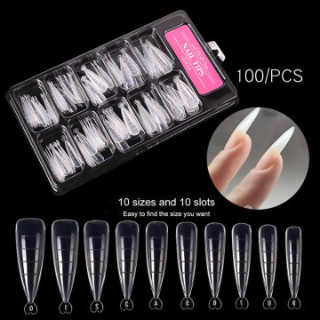 100 Pcs/Set Poly Nial Gel Quick Building Mold Tips Nail Dual Forms Finger Extension Nail Art UV Builder Easy Find Nail Tools