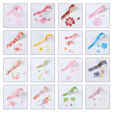 200PCS/Roll Masking Petals Tape Washi Tape Scrapbook Paper Flower Diary Lace Tape DIY Decorative Adhesive Tape Sticky Paper