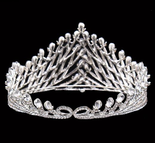 3.5''Fashion Silver Plated Baroque Crown Tiaras