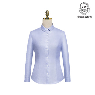 MTV-166 Blue Trapezoid Pattern Women's Long Sleeve Blouse