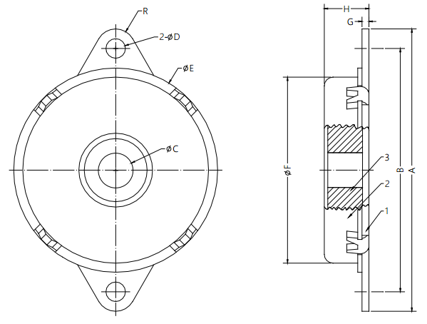 Rotary Damper Drawing for Wall Chairs