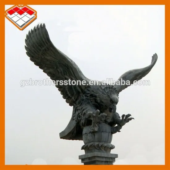 Black granite stone full hand carved outdoor large eagle statues for sale