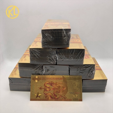 1000pcs Çin Dragon Hediye Seti: Ahşap bir kutuda 24k altın kaplama folyo banknotları - 1000 yuan koleksiyonu