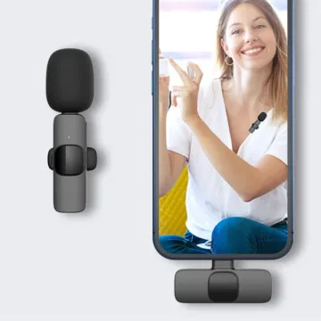 Professional K8 Wireless Lavalier Lapel Microphone for Phone and Vlogging