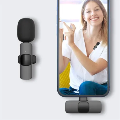 Professional K8 Wireless Lavalier Lapel Microphone for Phone and Vlogging