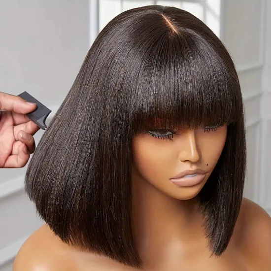 HD Lace Scalp Virgin Human Hair Vietnamese Bob with Bangs - Glueless Wig