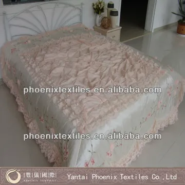 embroidery and lace patched pink colorfull bedspreads