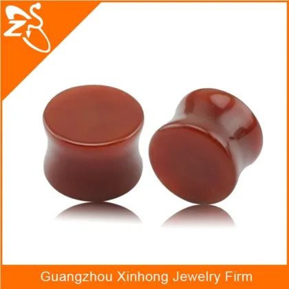 Organic Peach Jade Stone Ear Plugs Gauges - Saddle Fit Ear Gauges Plugs