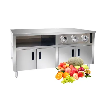 Stainless Steel Commercial Kitchen Island Cup Dispenser Work Bench with Wheels