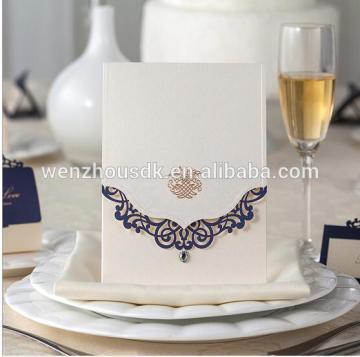 Wedding Invitation card white flower 3d laser Cut with pearl