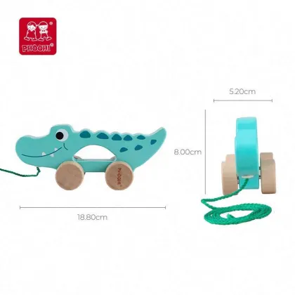 Pull Along Wooden Animal Bead Maze Toy - Forest Crocodile for Kids