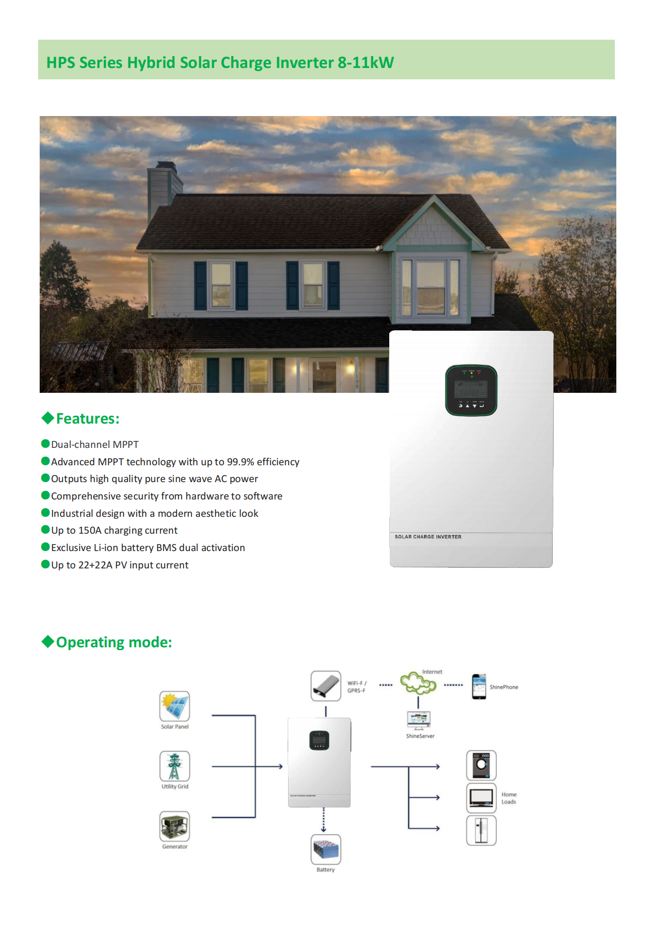 Hybrid Solar Charge Inverter 8-11kw 220v, High Quality Hybrid Solar ...