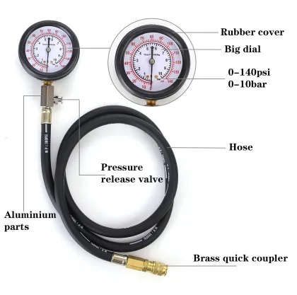 Auto Accessories Hydraulic Oil Pressure Gauge Kit - Engine Diagnostic Test Tool