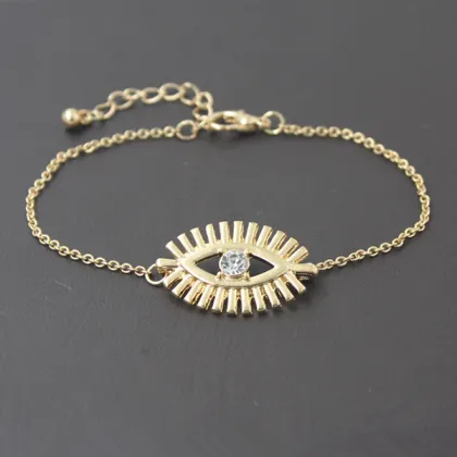 Gold Plated Alloy Chain Bracelet Evil Eye Gold Bracelet