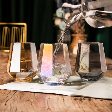 Geometric Luxury Crystal Glass Cup: Octagonal Design for Water, Juice, Wine, and Whiskey