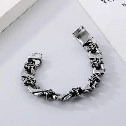 KALEN 220mm Gothic Punk Stainless Steel Links Bracelet