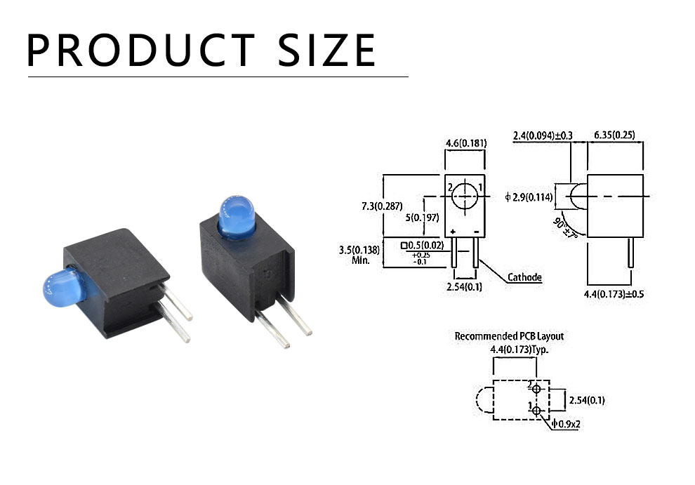 Sice of 312BD-3.5HK Single level circuit board indictor