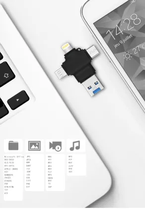 4 in 1 USB Card Reader+Flash Drive