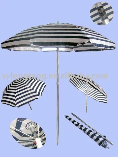 2.4m Aluminum pole Deluxe and Light stripe beach umbrella
