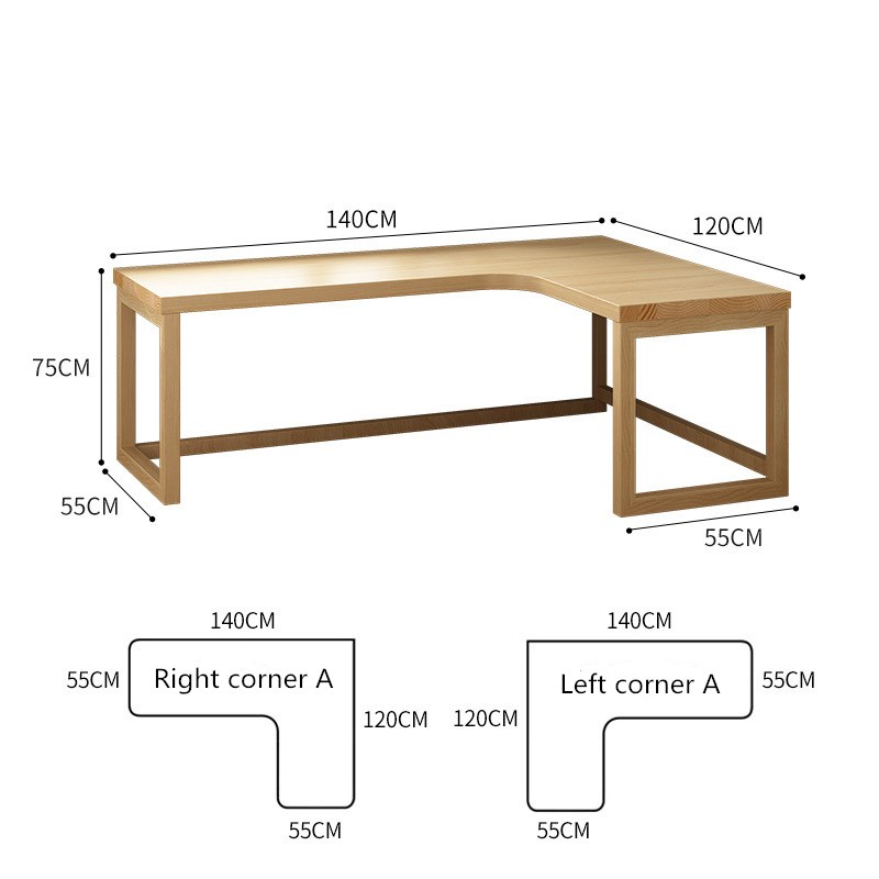 L-shaped Desk with Bookshelf Wood Writing Desk