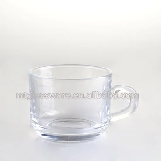 clear glass cup with handle