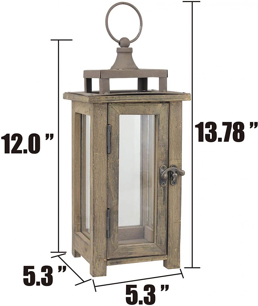 Lanterne de bougies d&#39;ouragan en bois rustique décoratif