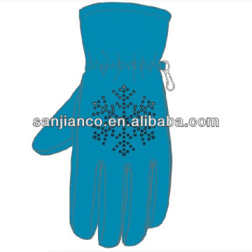 winter blue ski gloves