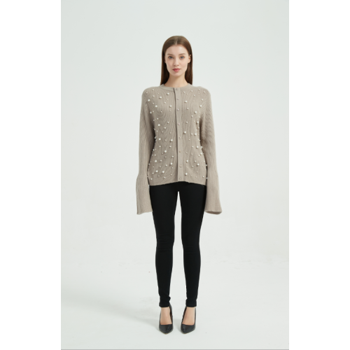 women cashmere sweater with simulated pearls