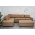 L Shaped Sectional Fabric Sofa With Ottoman