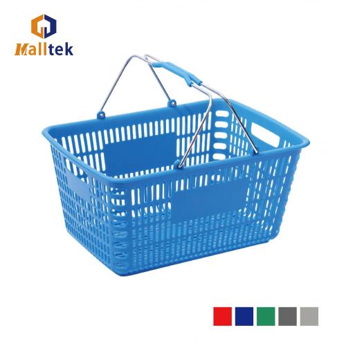 Environmentally blue metal Double handle shopping basket