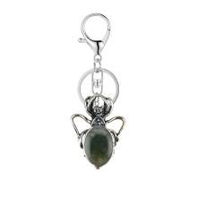 Fancy Jasper 13X18mm Cabs Antique Silver Alloy Spider Pendant Keychain