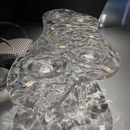 Transparent Epoxy Crystal Glacier Liquid Waterfall Dining Table